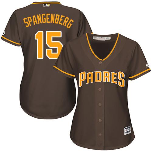 Padres #15 Cory Spangenberg Brown Alternate Women's Stitched MLB Jersey
